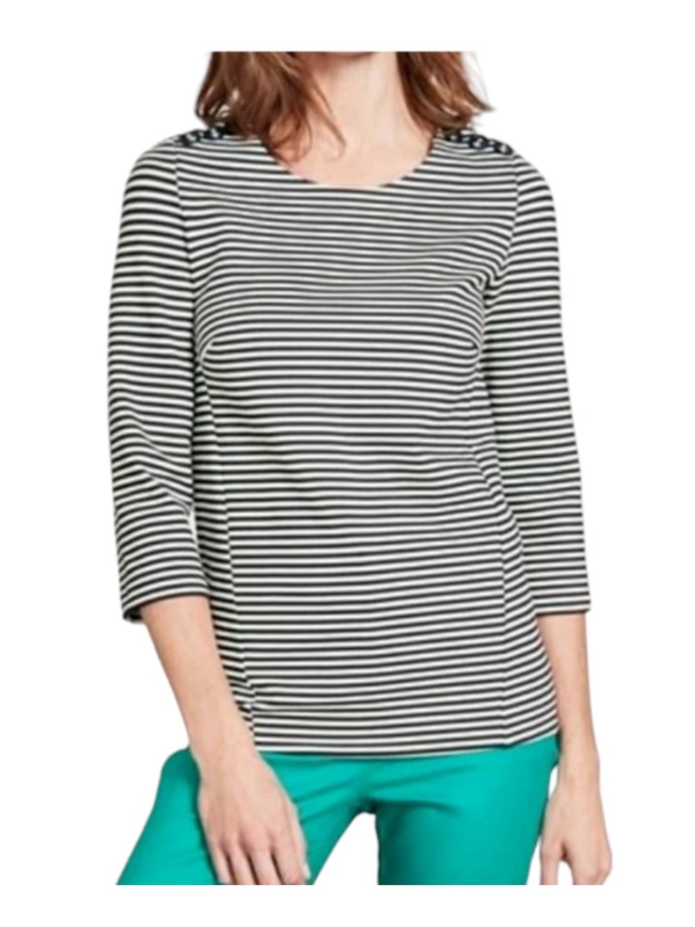 NWT Boden Evie Ponte 3/4 Sleeve Top US Sz 8 Navy Blue White Nautical Stripe